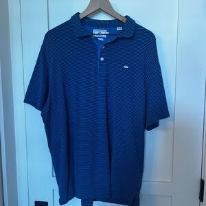 Southern tide blue striped polo